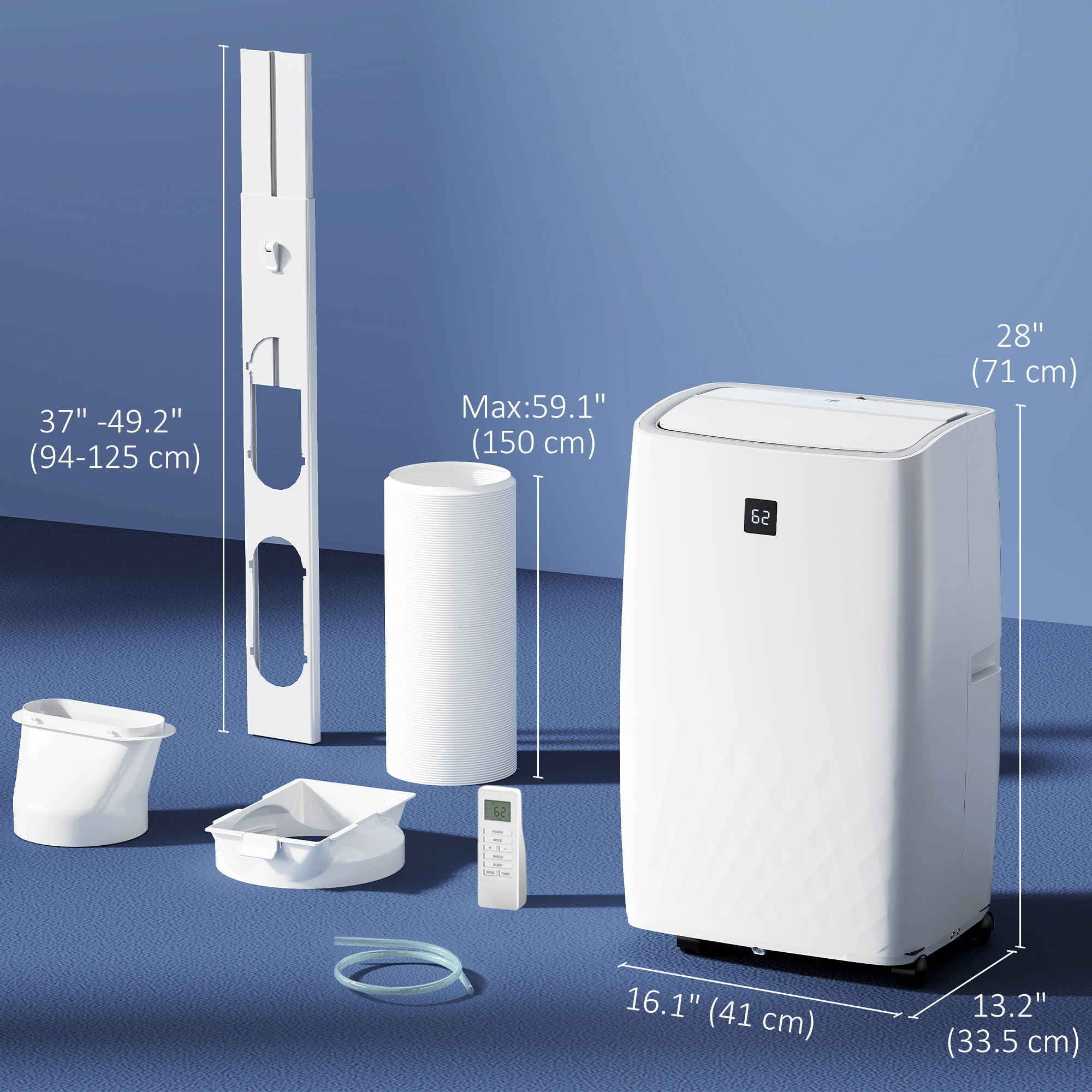 HOMCOM 14000 BTU Portable Air Conditioner, AC Unit with Cool, Dehumidifier, Fan, 700 Sq. ft, 24H Timer On Off, Window Kit