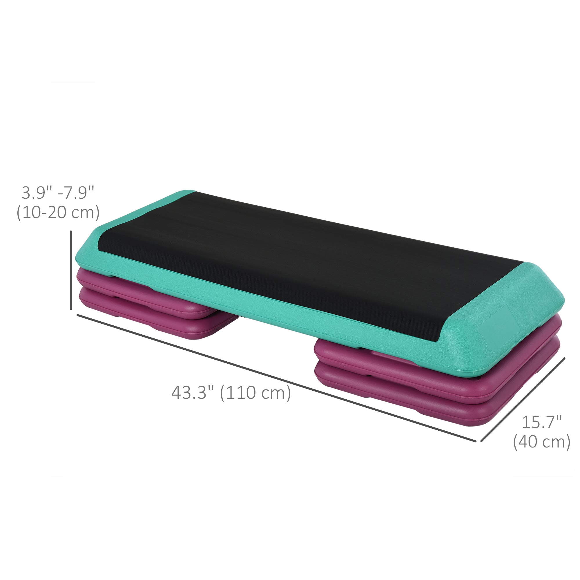 Soozier 3.9"/5.9"/7.9" Aerobic Stepper Exercise with Non-Slip Top for Home, Office, Indoor, Outdoor, Multicolour