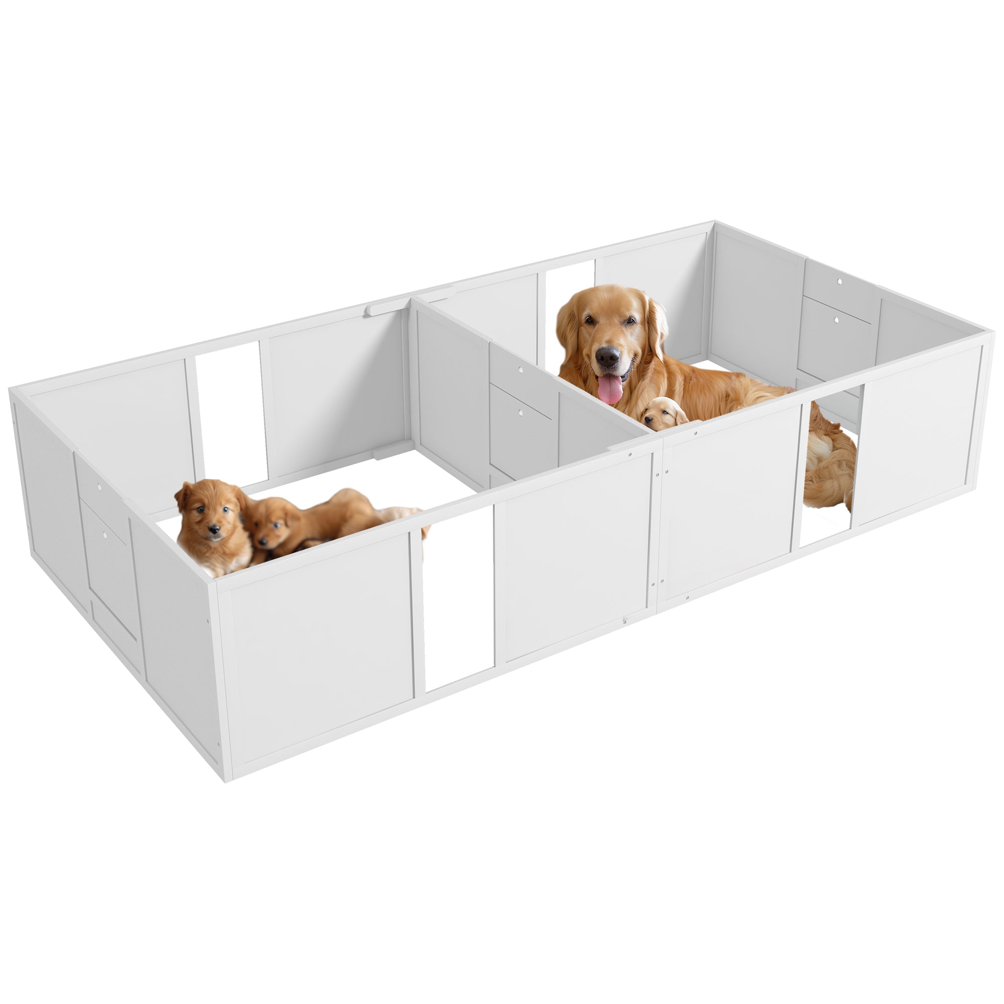 PawHut Whelping Box for Dogs and Puppies, Dog Birth Supplies Indoor w/ Adjustable Height Doors, for Large Sized Dogs