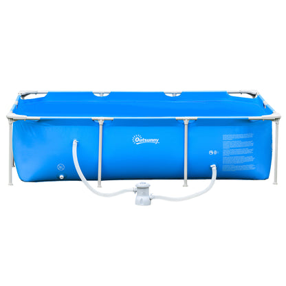Outsunny 8.3ft x 5ft x 26in Frame Above Ground Swimming Pool Set with Filter Pump Filter Cartridge Reinforced Sidewalls Blue