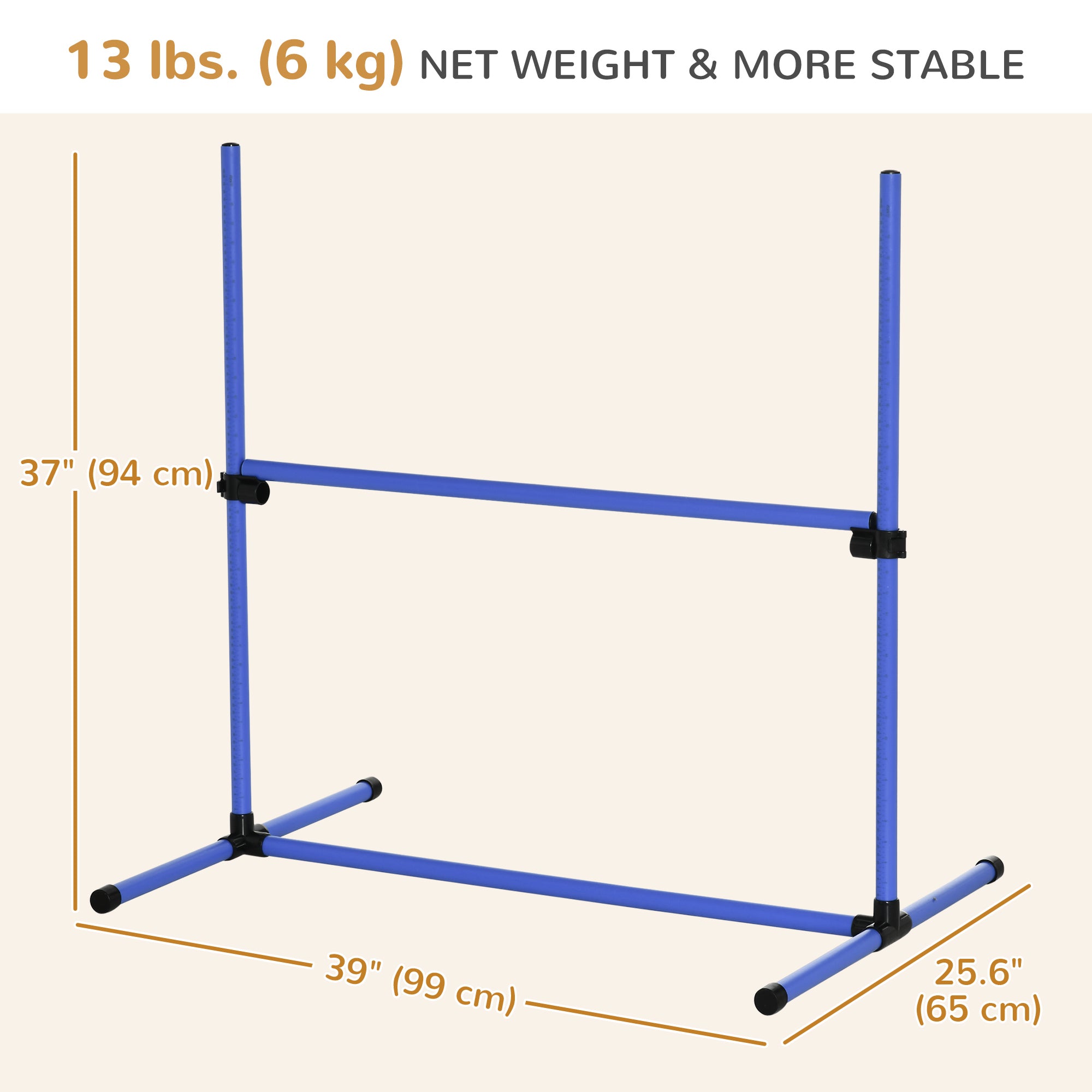 PawHut Set of 6 Dog Agility Training Equipment Adjustable Jump Bar Pet Exercise Kit with Carrying Bag (Blue)