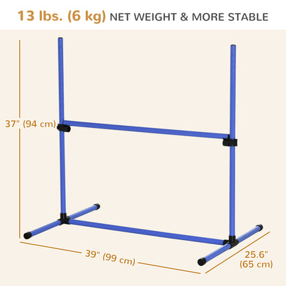 PawHut Set of 6 Dog Agility Training Equipment Adjustable Jump Bar Pet Exercise Kit with Carrying Bag (Blue)