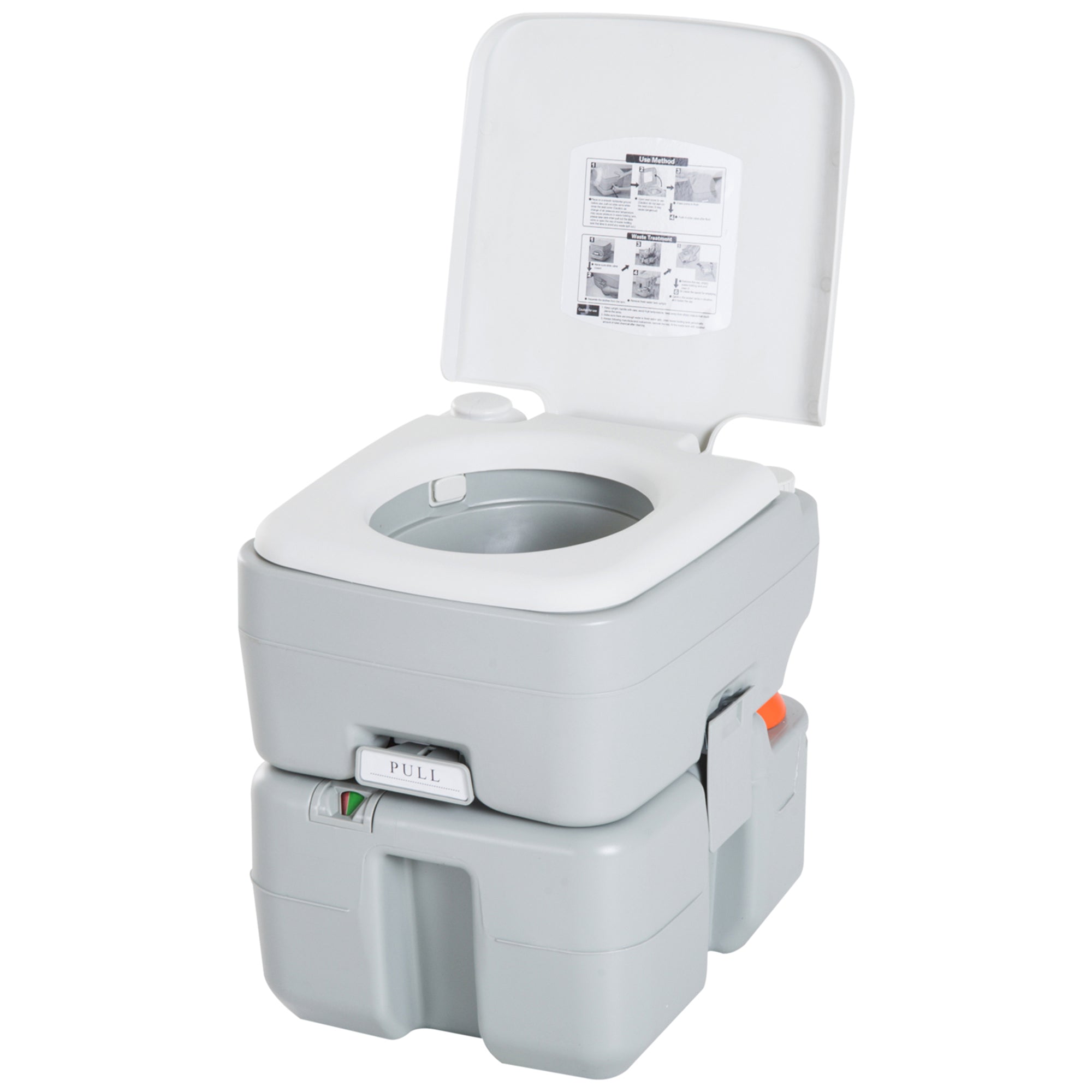 HOMCOM Outdoor Portable Travel Toilet Flushable Tank with Level Indicator  3 Way Pistol for Camping Boating Roadtripping 5.3 Gallon (20L)