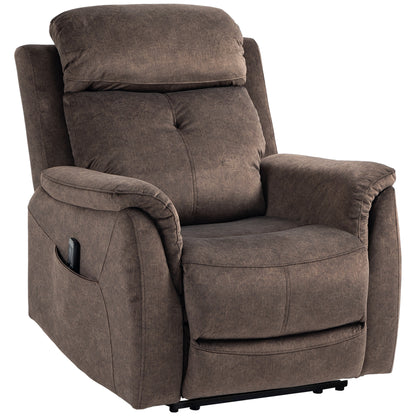 HOMCOM Manual Recliner Chair with Vibration Massage, Reclining Chair for Living Room with Side Pockets, Brown