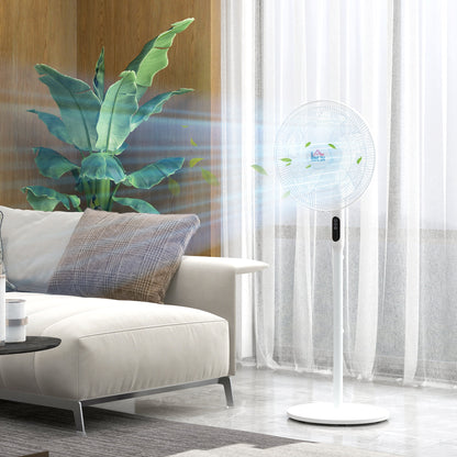 HOMCOM Tower Fan and 16" Pedestal Fan Set, with Remote Control, Height Adjustable, Tilted Head, Timer, Oscillating Standing Fan, Stand Floor Fans for Bedroom, White