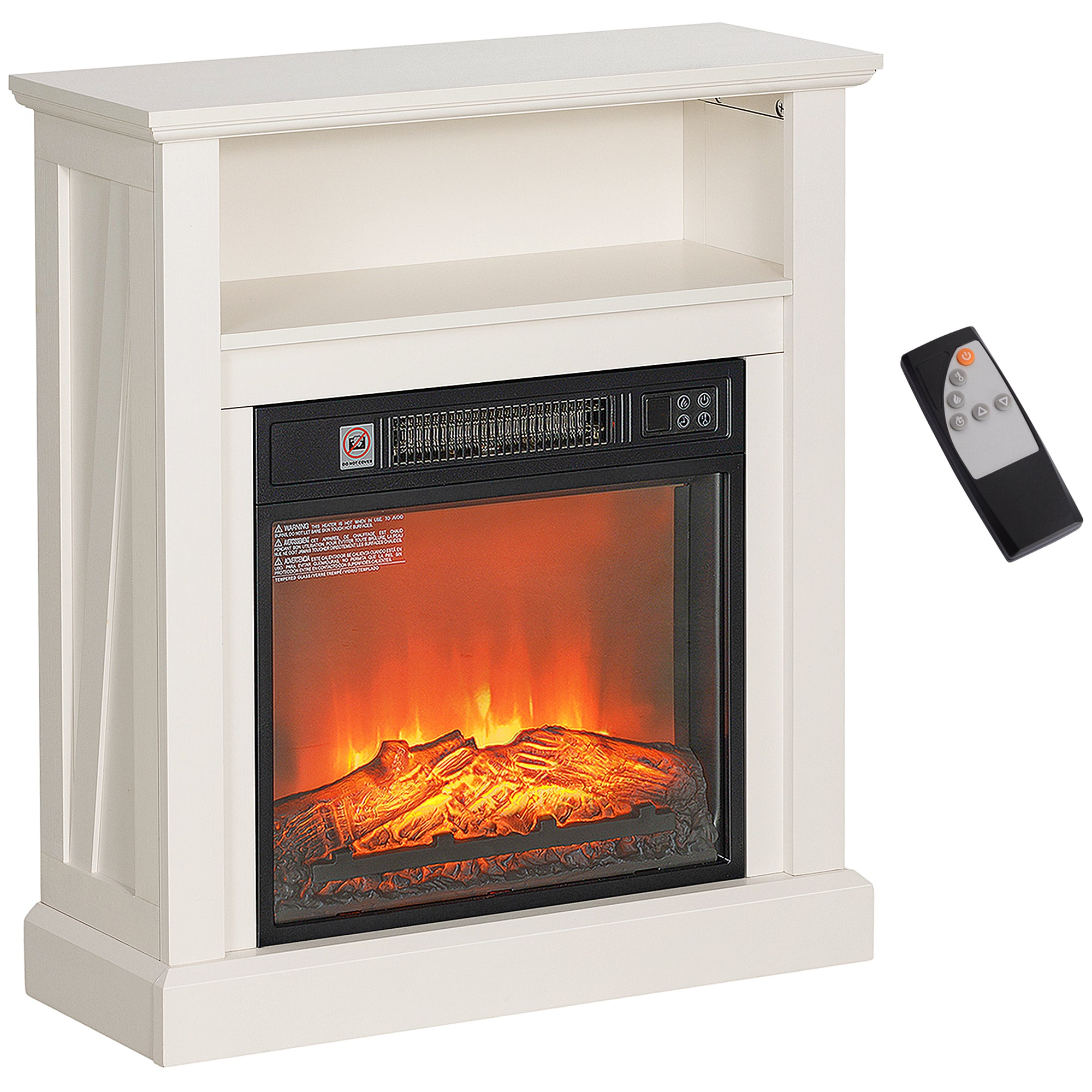 HOMCOM 27" Freestanding Electric Fireplace with Mantel, 1400W Replaceable Fireplace Insert Heater with Timer, White
