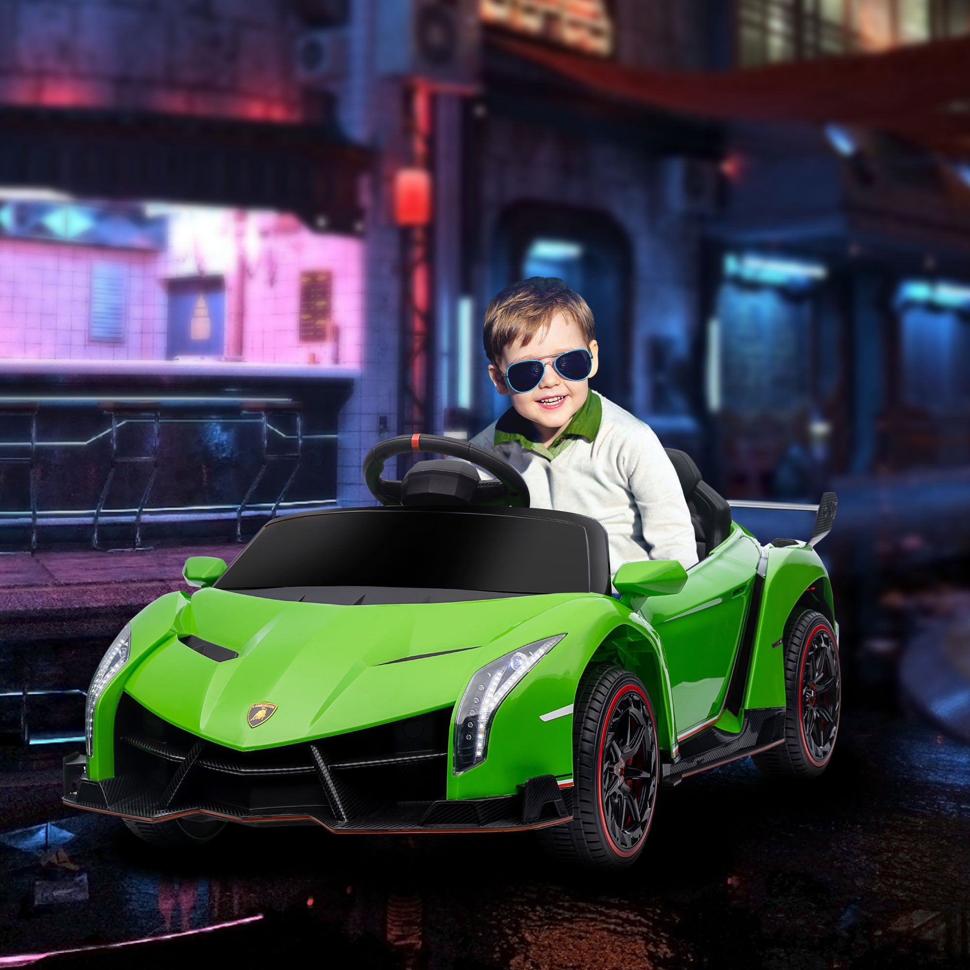 Aosom 12V Electric Ride on Car with Butterfly Doors, 4.3Mph Kids Ride-on Toy for Boys and Girls with Remote Control, Horn Honking, Music, Lights, Green