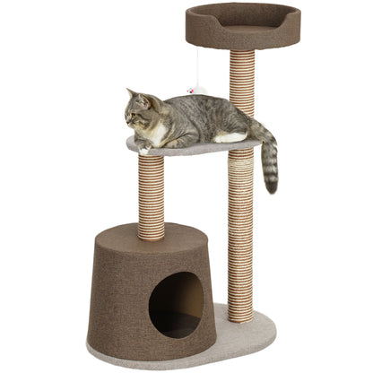 PawHut Scratching Cat Tree Post Climbing Kitten Pets Furniture with Toy, Brown