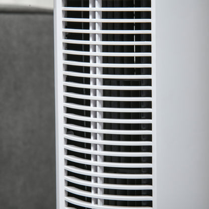 HOMCOM Freestanding Tower Fan Cooling for Home Bedroom with 3 Speed, 12h Timer, Oscillating, LED Sensor Panel, Remote Controller, White