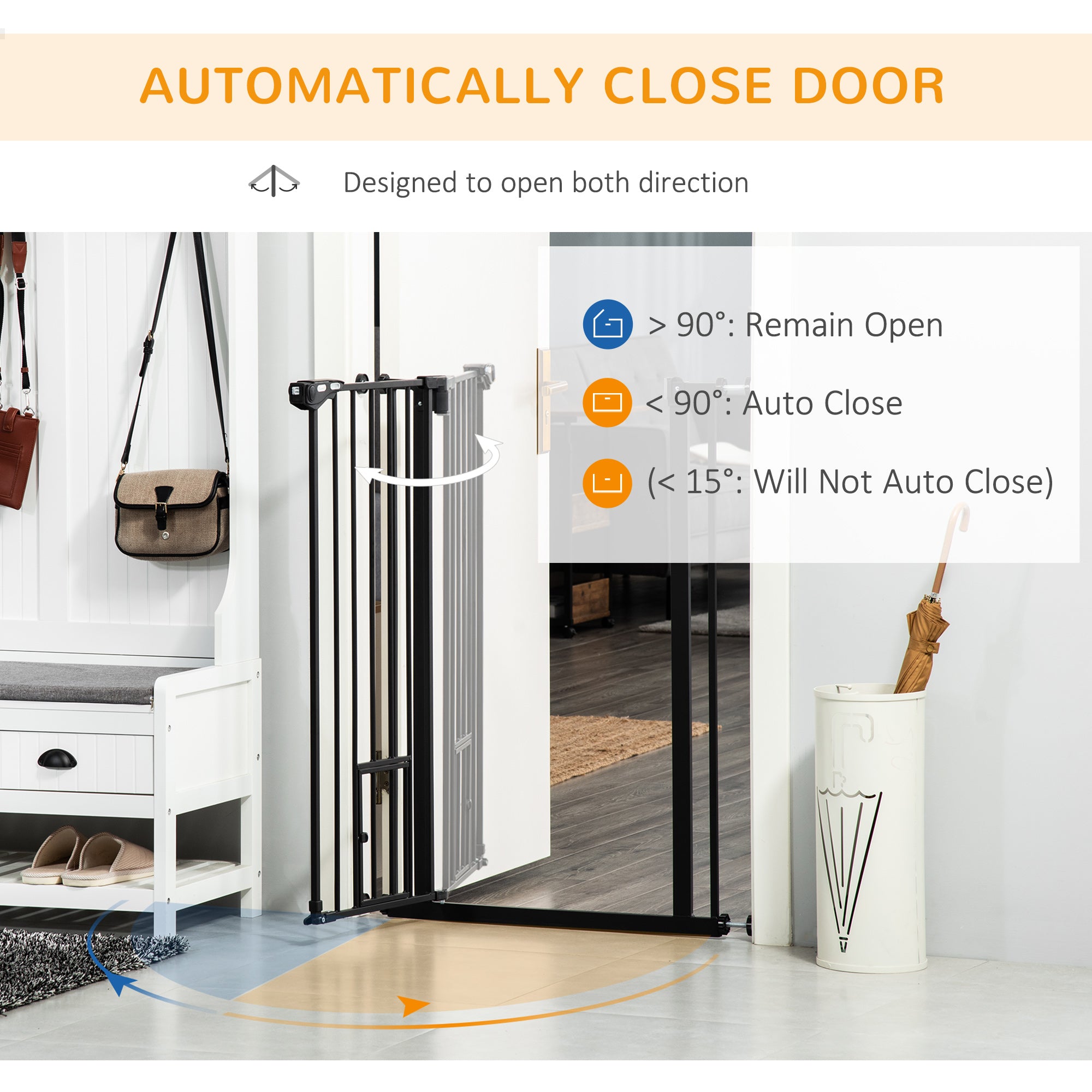 PawHut 41" Easy Open Indoor Dog Gates for Doorways, House, Stair - Black