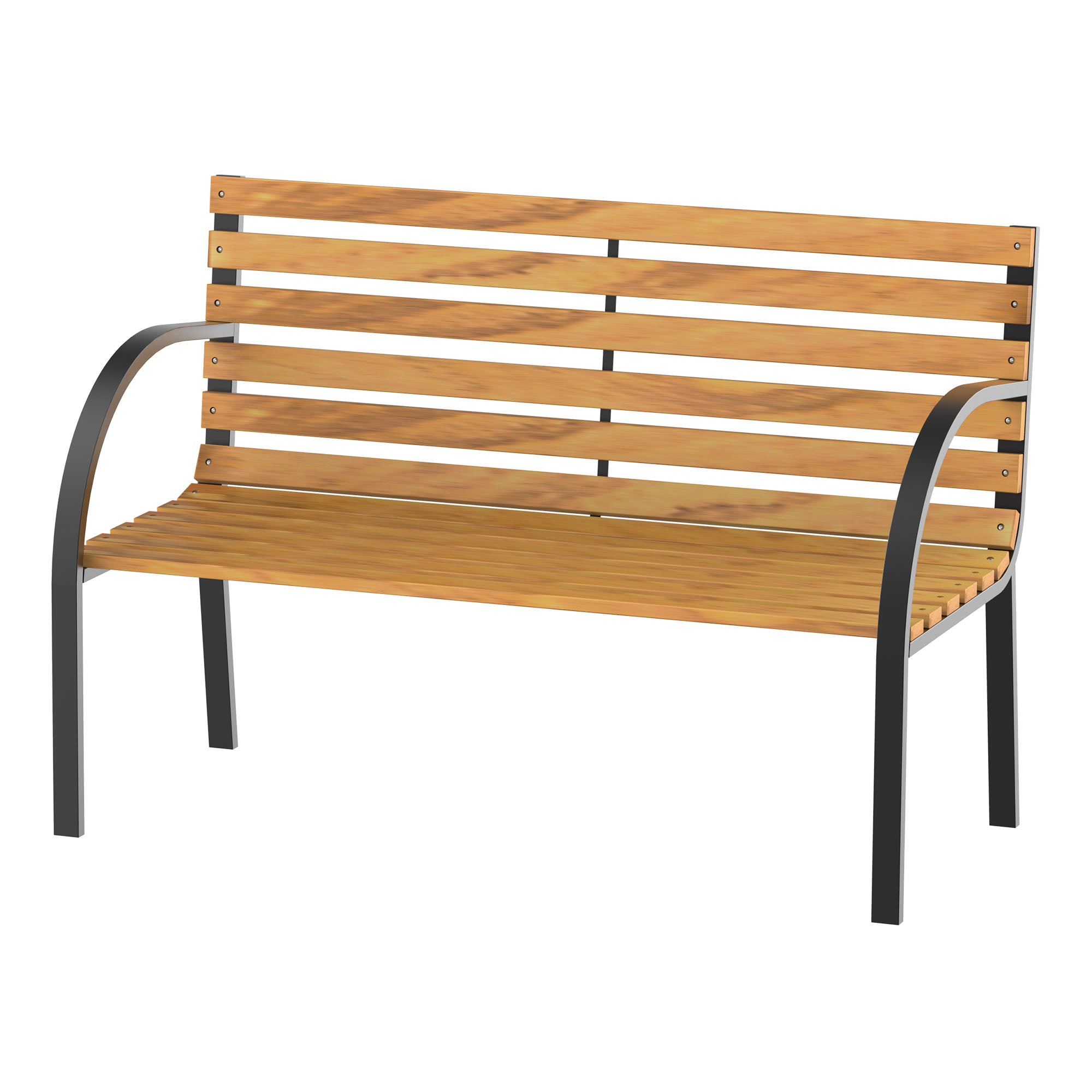 Outsunny 48"L Garden Bench Outdoor Patio 2-Person Wooden Seat Chair Park Loveseat  Yard Furniture w/ Steel Frame