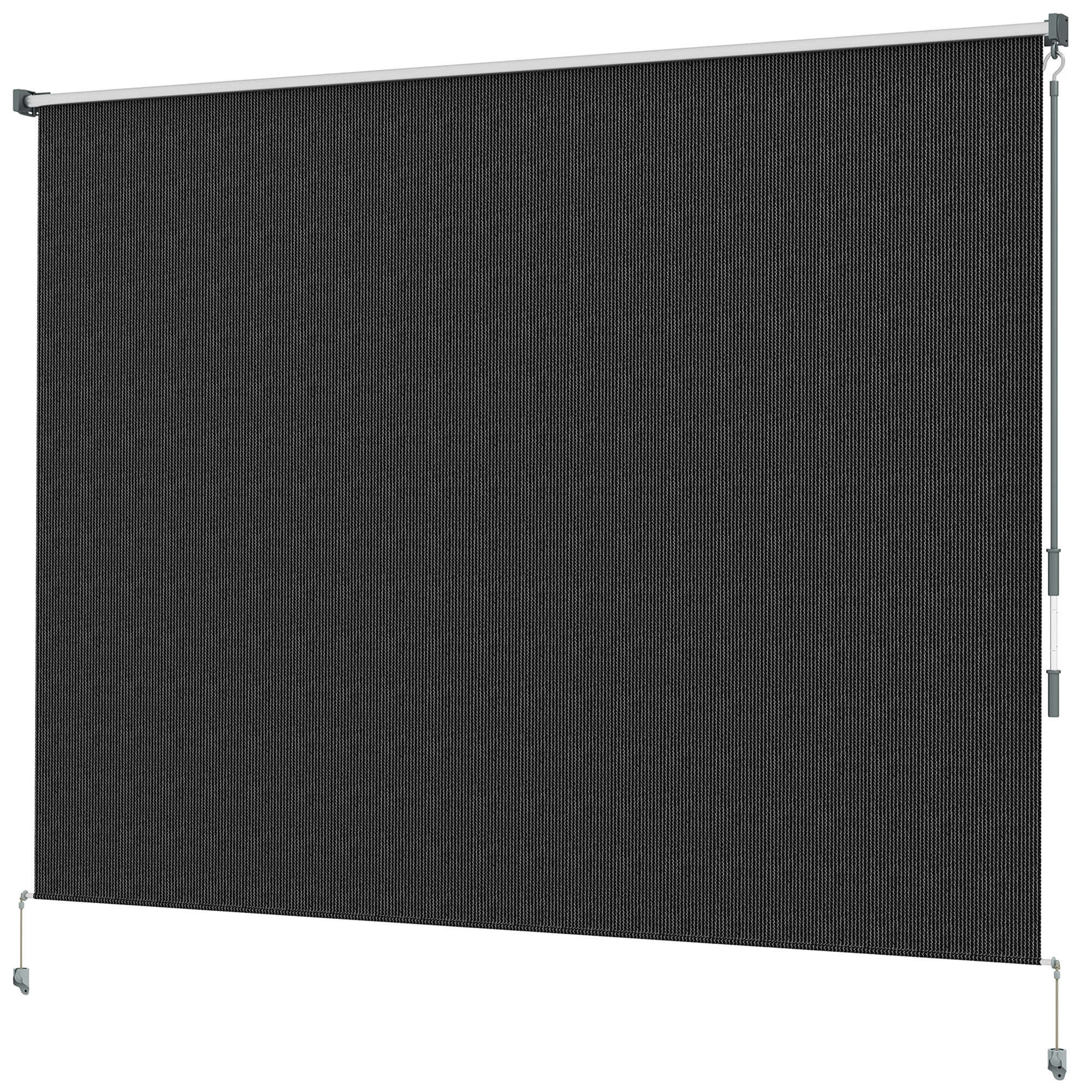 Outsunny 8' x 6' Patio Door Blinds, Outdoor Roller Shades, Cordless Roll Up Shade for Porch Gazebo, Black