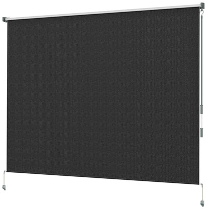 Outsunny 8' x 6' Patio Door Blinds, Outdoor Roller Shades, Cordless Roll Up Shade for Porch Gazebo, Black