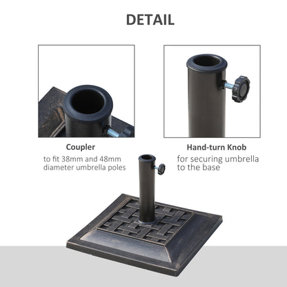 Outsunny 20 lbs Resin Patio Umbrella Stand Base Coated Pole Square Market Umbrella parasol Holder Bronze