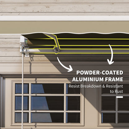 Outsunny 8'x7' Patio Awning Manual Retractable Sun Shade Outdoor Deck Canopy Shelter, Khaki