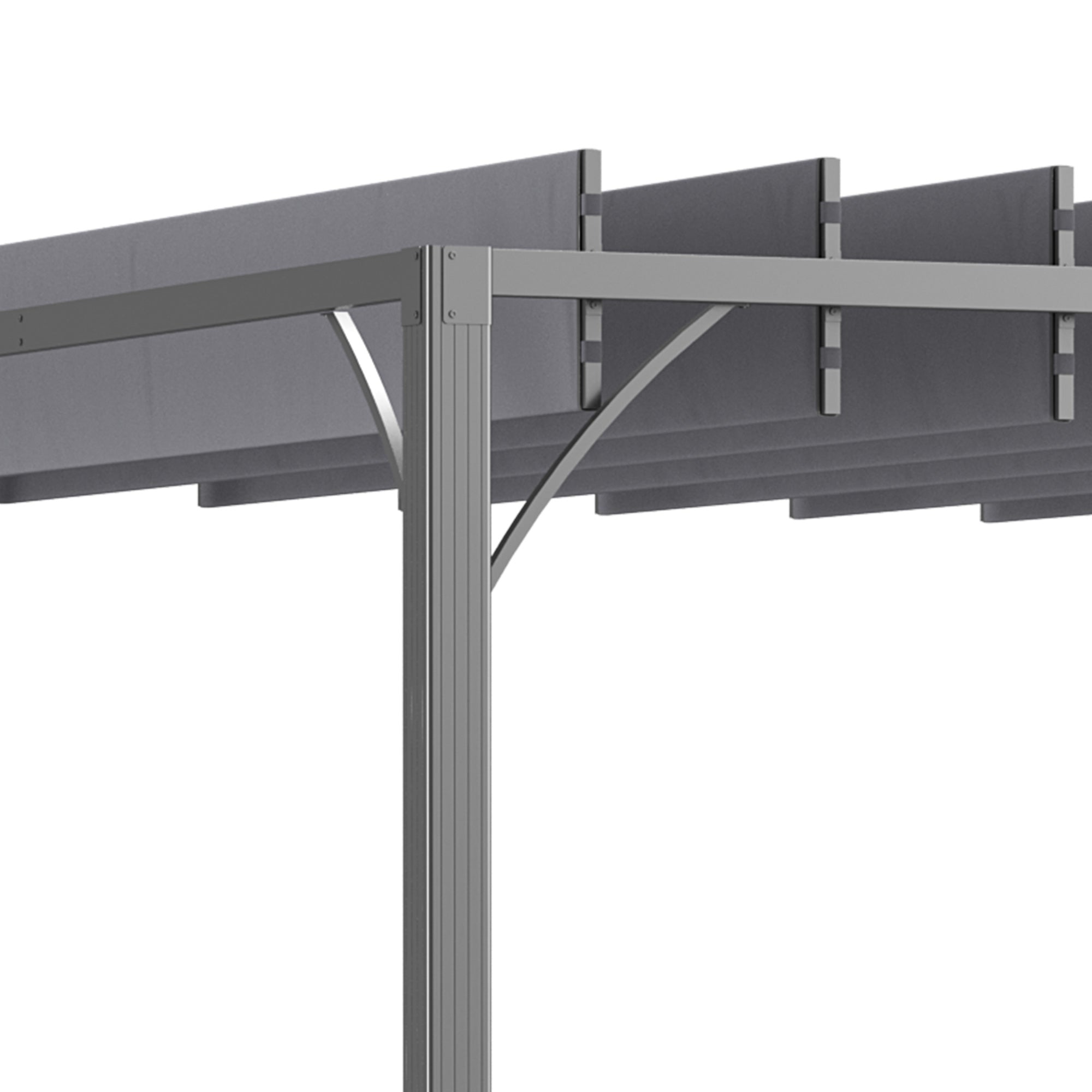 Outsunny 12.8' x 9.7' Outdoor Pergola with Retractable Roof, Aluminium Louvered Pergola Canopy Gazebo for Lawn Garden Patio, Grey