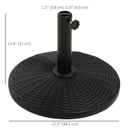 Outsunny 25 lbs Market Umbrella Base Holder 17.5" Round Parasol Stand with Rattan Design for Patio, Outdoor, Backyard, Black