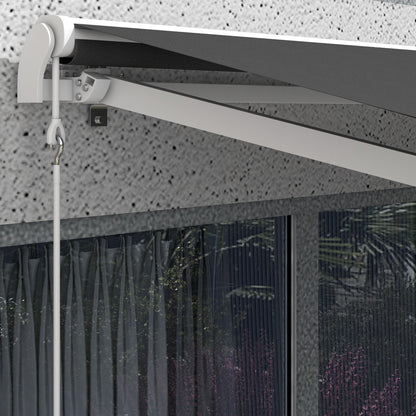 Outsunny 12'x10' Electric Retractable Awning, UV Protection Sun Shade Shelter w/ Remote Controller for Deck Balcony Yard, Grey