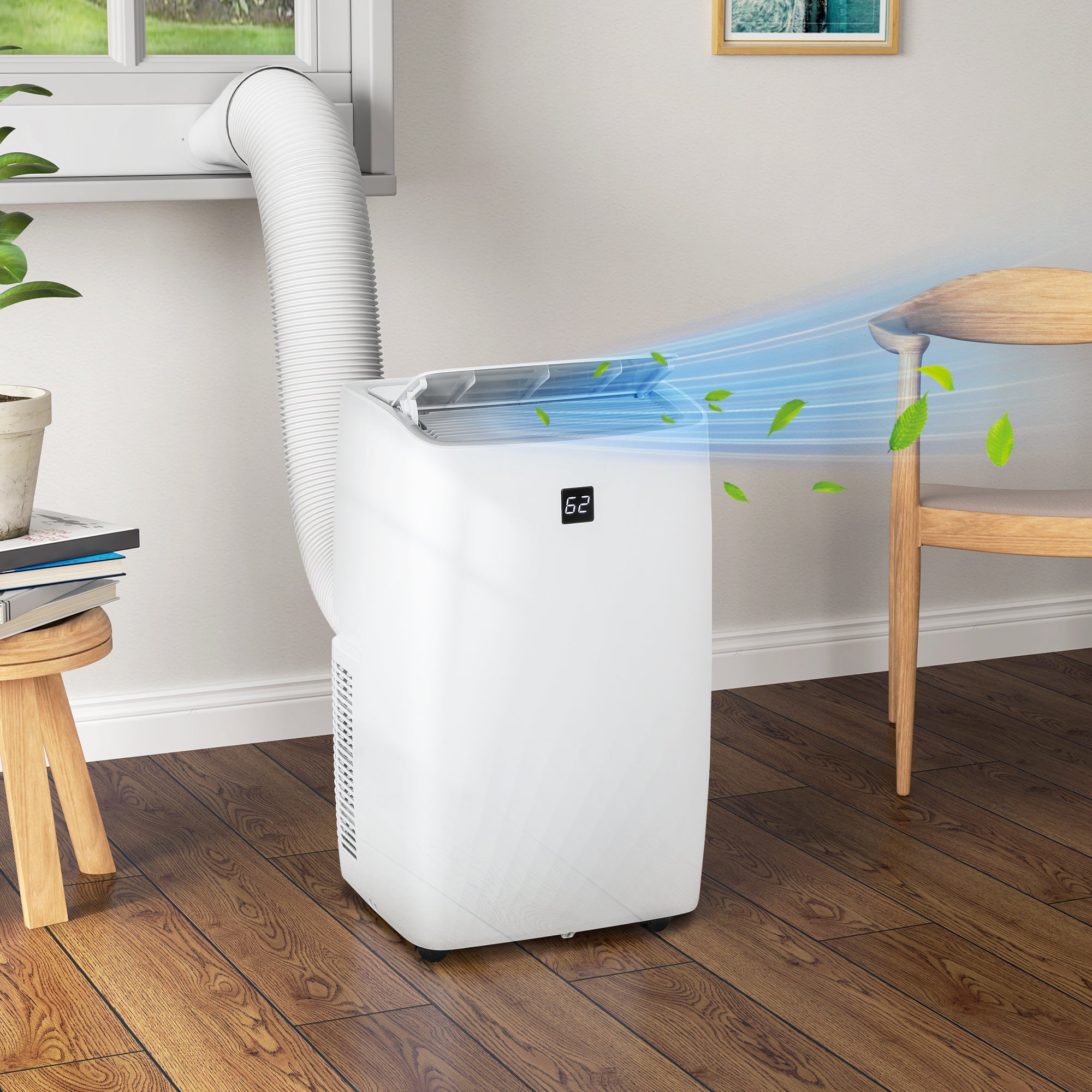HOMCOM 14000 BTU Portable Air Conditioner, AC Unit with Cool, Dehumidifier, Fan, 700 Sq. ft, 24H Timer On Off, Window Kit