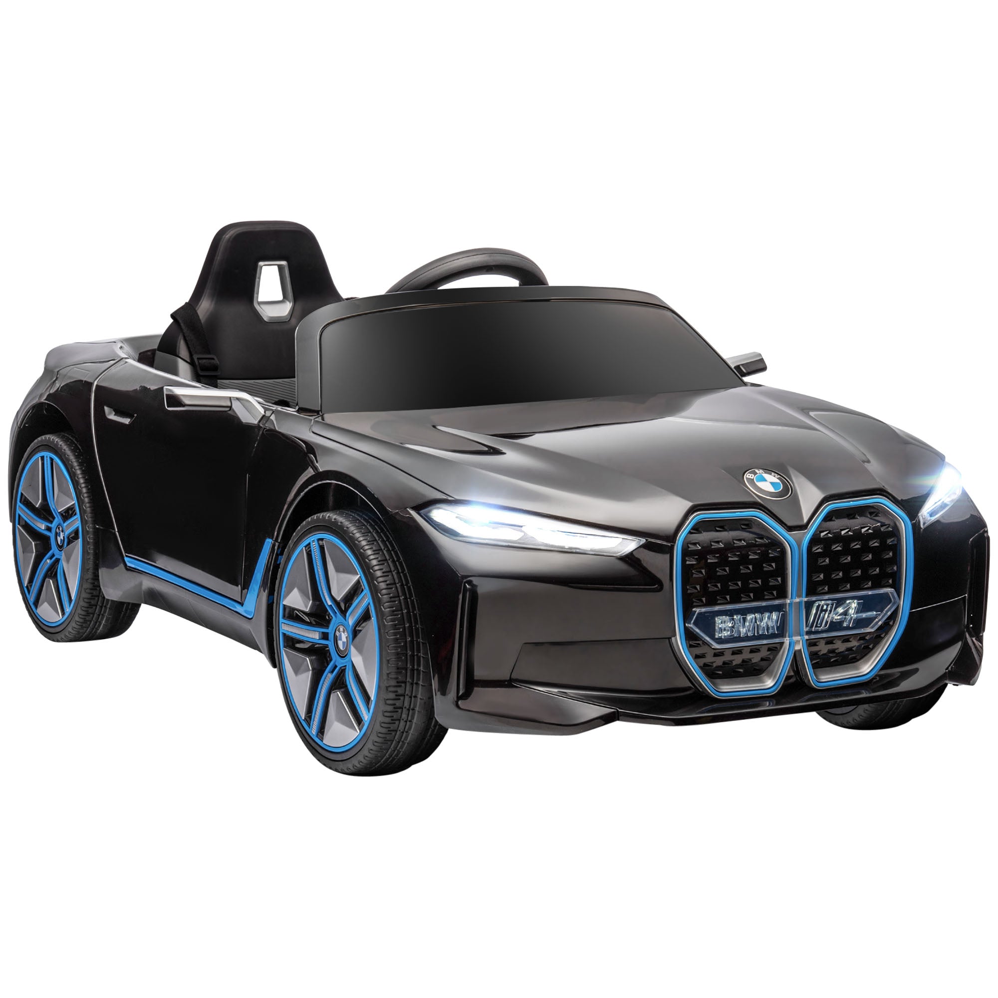 Aosom 12V Electric Ride on Car with Remote Control, 3.1 MPH Kids Ride-on Toy for Boys and Girls with Portable Battery, Suspension System, Horn Honking, Music, Lights, Black