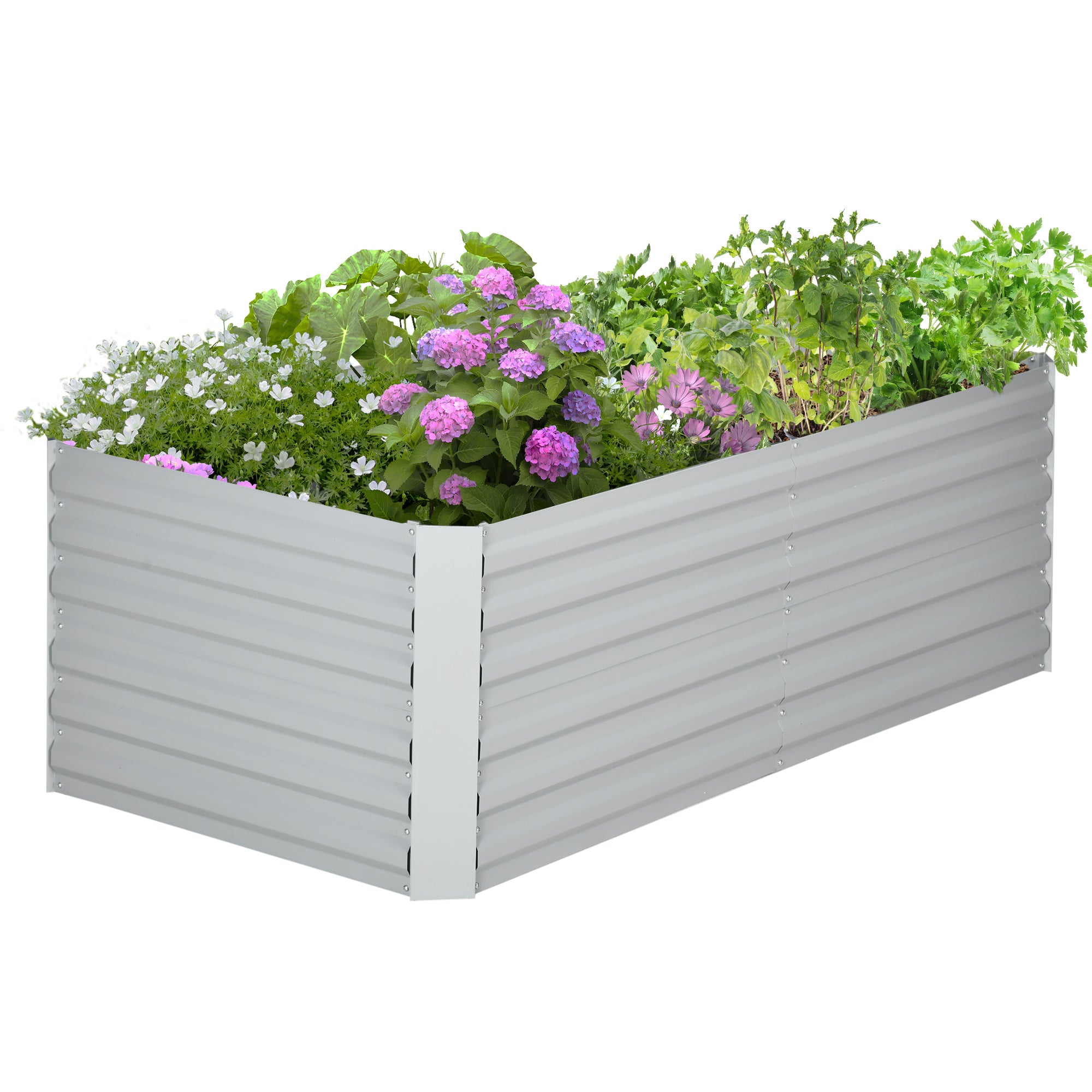Outsunny Galvanized Raised Garden Bed, Steel Outdoor Planters with Reinforced Rods, 71" x 35" x 23", Light Grey