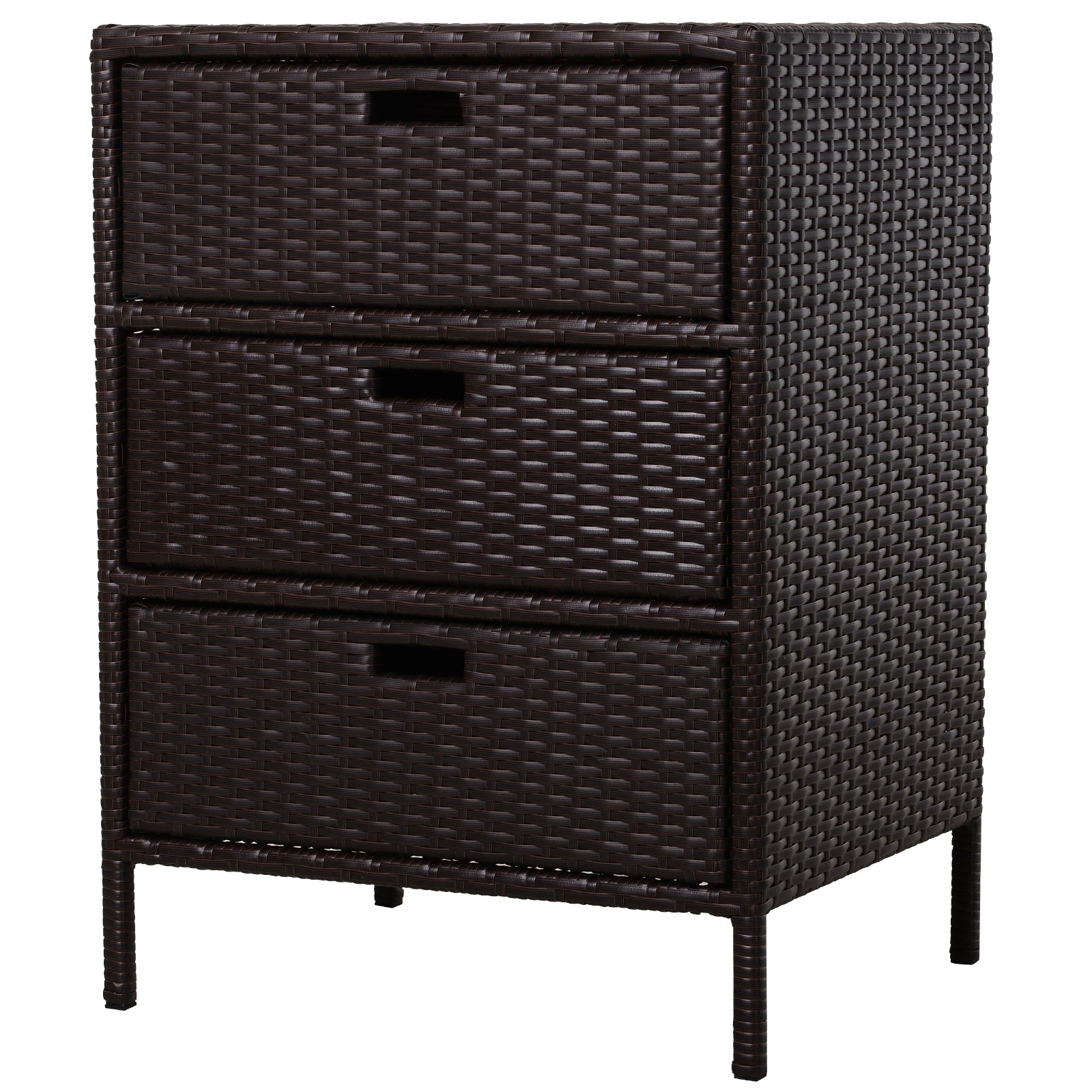 Outsunny 32" Poolside Rattan Wicker Patio Organizer Storage Cabinet Bathroom Storage w/ 3 Large Drawers Garden Outdoor