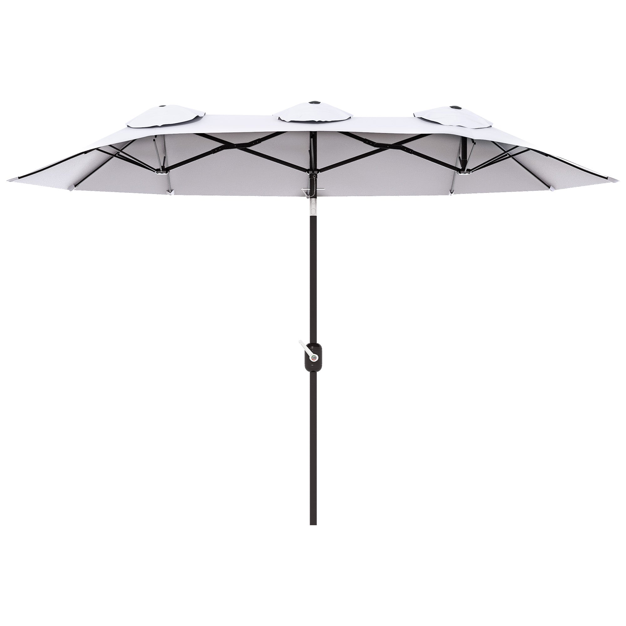Outsunny 9.7' Double-sided Outdoor Patio Umbrella with Tilt, Crank and Vents, Cream White