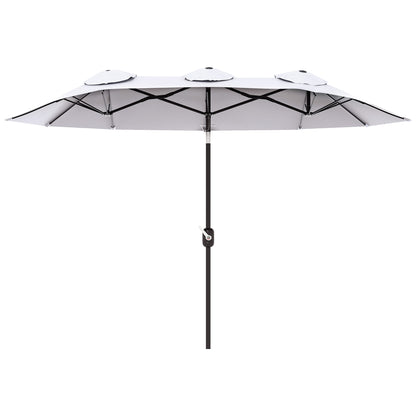 Outsunny 9.7' Double-sided Outdoor Patio Umbrella with Tilt, Crank and Vents, Cream White