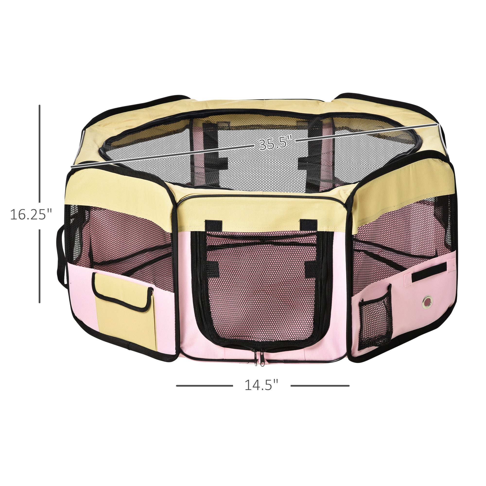 PawHut 36-inch Large Exercise Puppy Pet Playpen Portable Dog Cat Pet Play Pen Pet Cage Tent Kennel Crate Pink Carry Bag Included