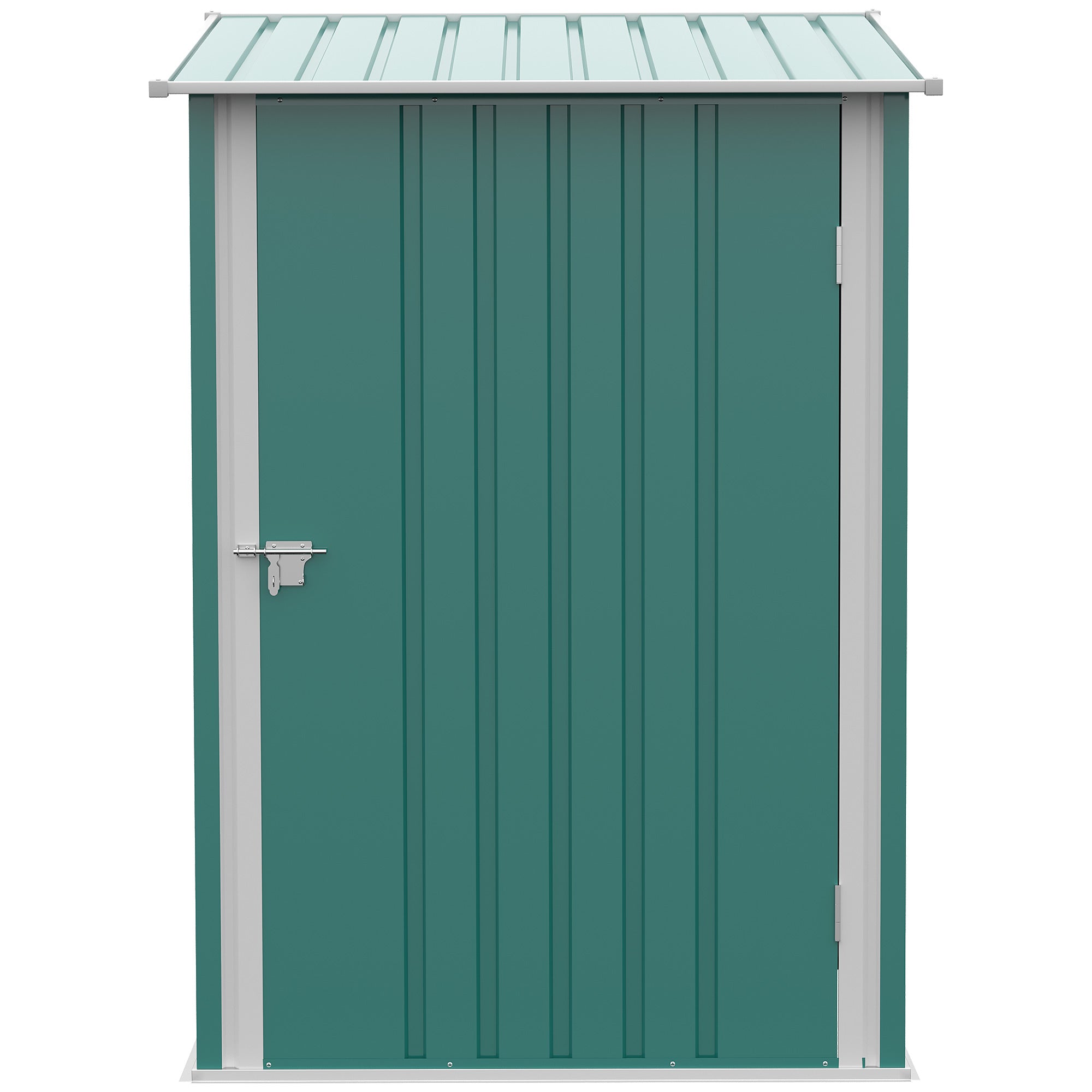 Outsunny 3.3' x 3.4' Lean-to Garden Storage Shed, Outdoor Galvanized Steel Tool House with Lockable Door for Patio Green