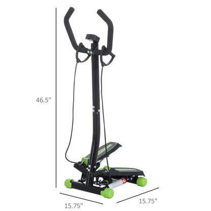 Soozier Adjustable Twist Stepper w/ LCD Monitor and Resistance Bands, Stair Stepper Aerobic Body Workout Fitness Machine for Home Gym