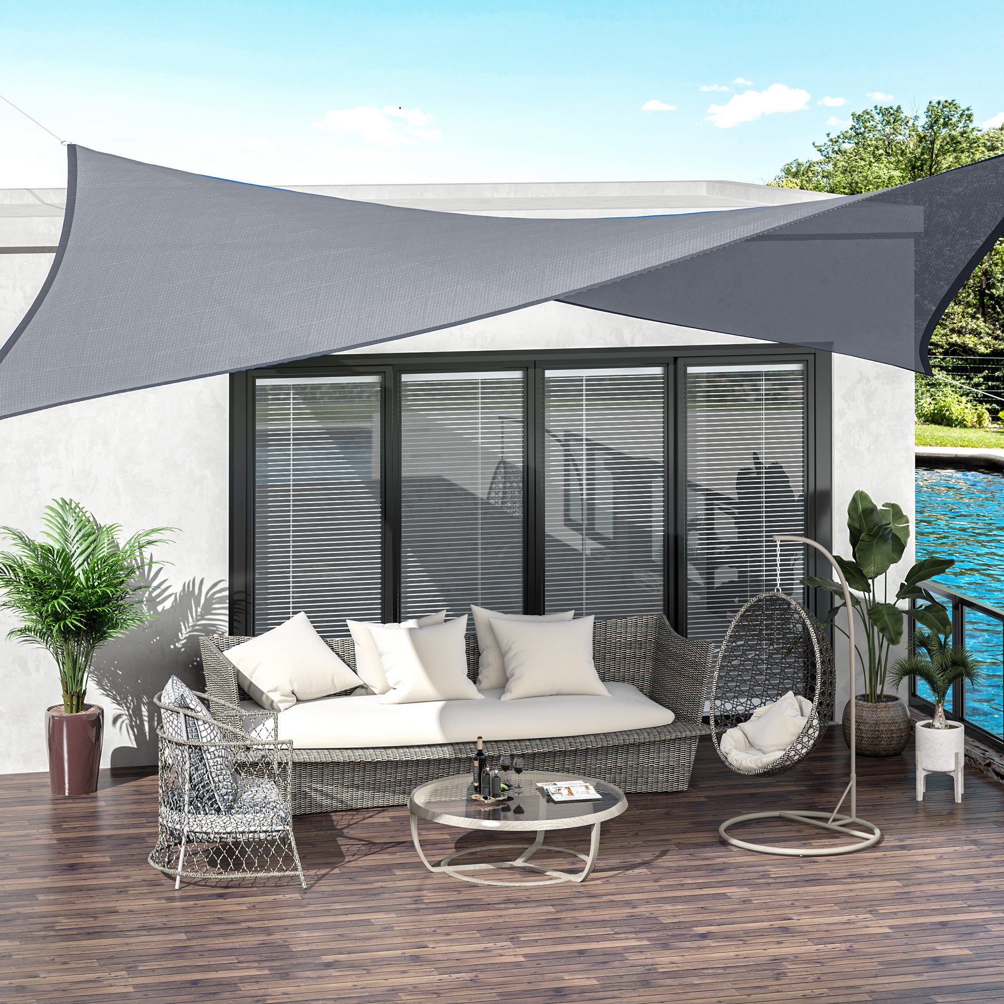 Outsunny Square 12’ Canopy Sun Sail Shade Garden Cover UV Protector Outdoor Patio Lawn Shelter with Carrying Bag Grey