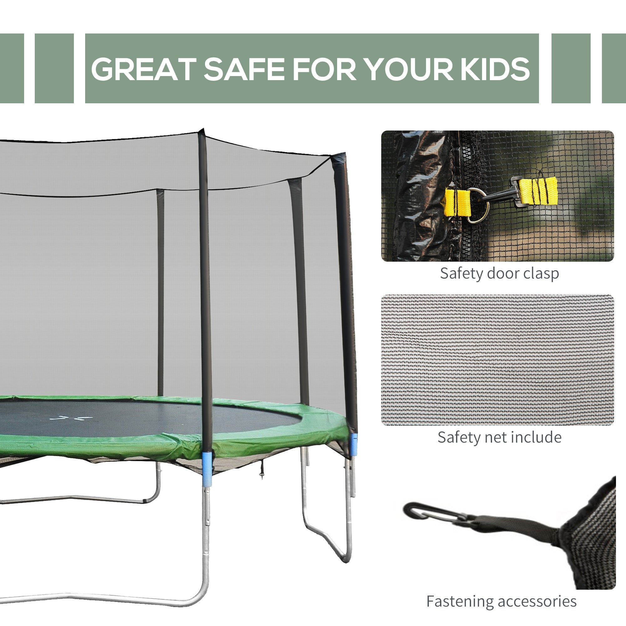 Aosom 14' Round Trampoline Enclosure Safety Net Fence Replacement Trampolining Bounce Part No Poles Included