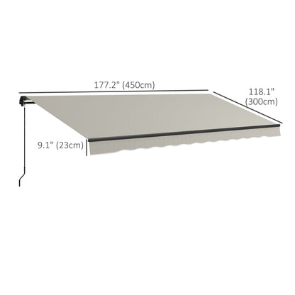 Outsunny 15' x 10' Retractable Awning, 280gsm UV Resistant Sunshade Shelter, for Deck, Balcony, Yard, Light Grey