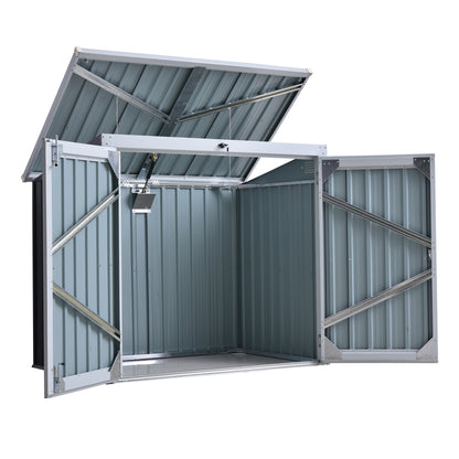 Outsunny 5ft x 3ft Outdoor Garbage Bin Storage Shed with Lockable Doors and Lid, Outside Storage Shed for Trash Can, Black
