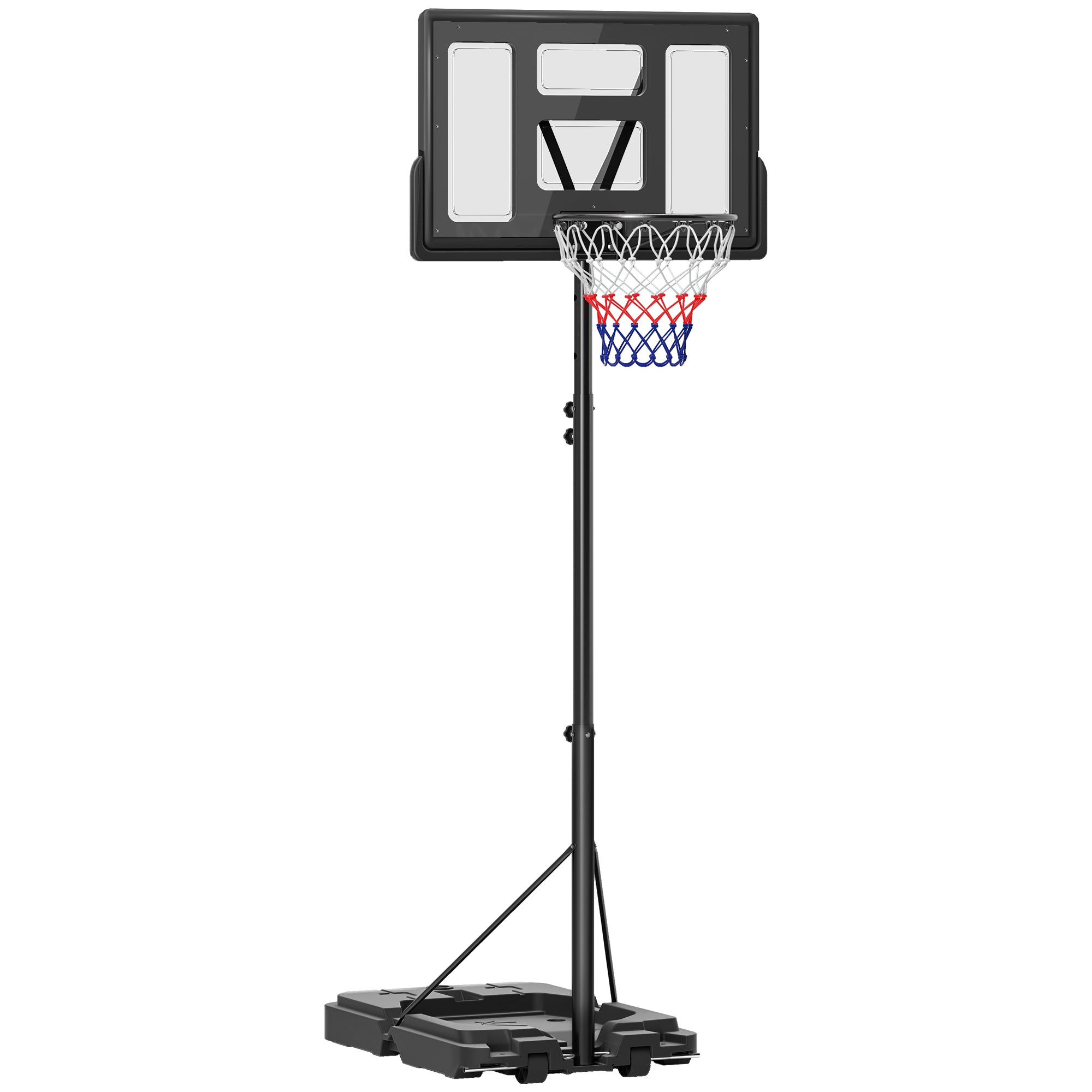 Soozier Basketball Hoop Outdoor, 7.5-10ft Portable Basketball Goal with Wheels and 43" Backboard, for Teenagers Youth Adults