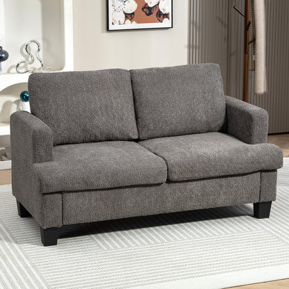 HOMCOM 54.3" Loveseat Sofa, 2 Seater Sofa with Removable Cushions, Small Couch with Solid Wood Frame for Living Room, Dark Grey