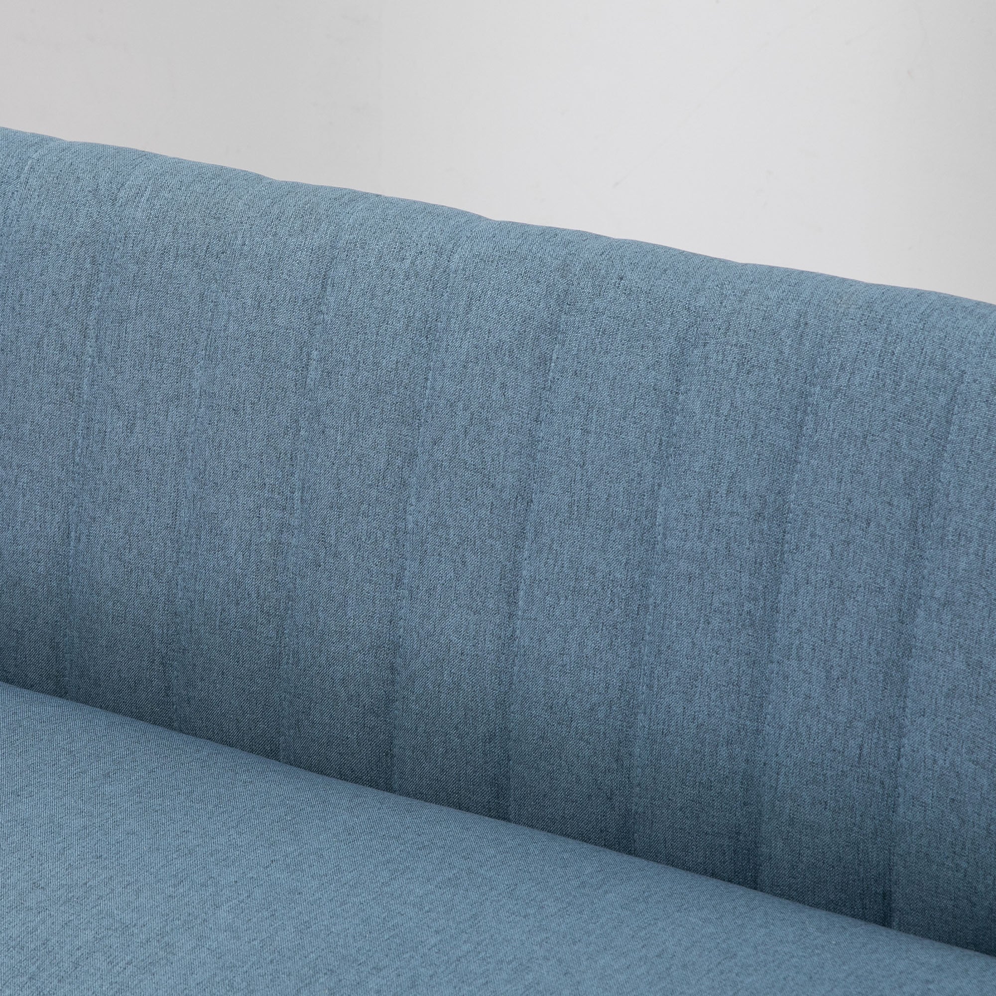 HOMCOM Modern 2 Seat Sofa for Bedroom, Upholstered Two Seater Couch with Rubber Wood Legs, Blue