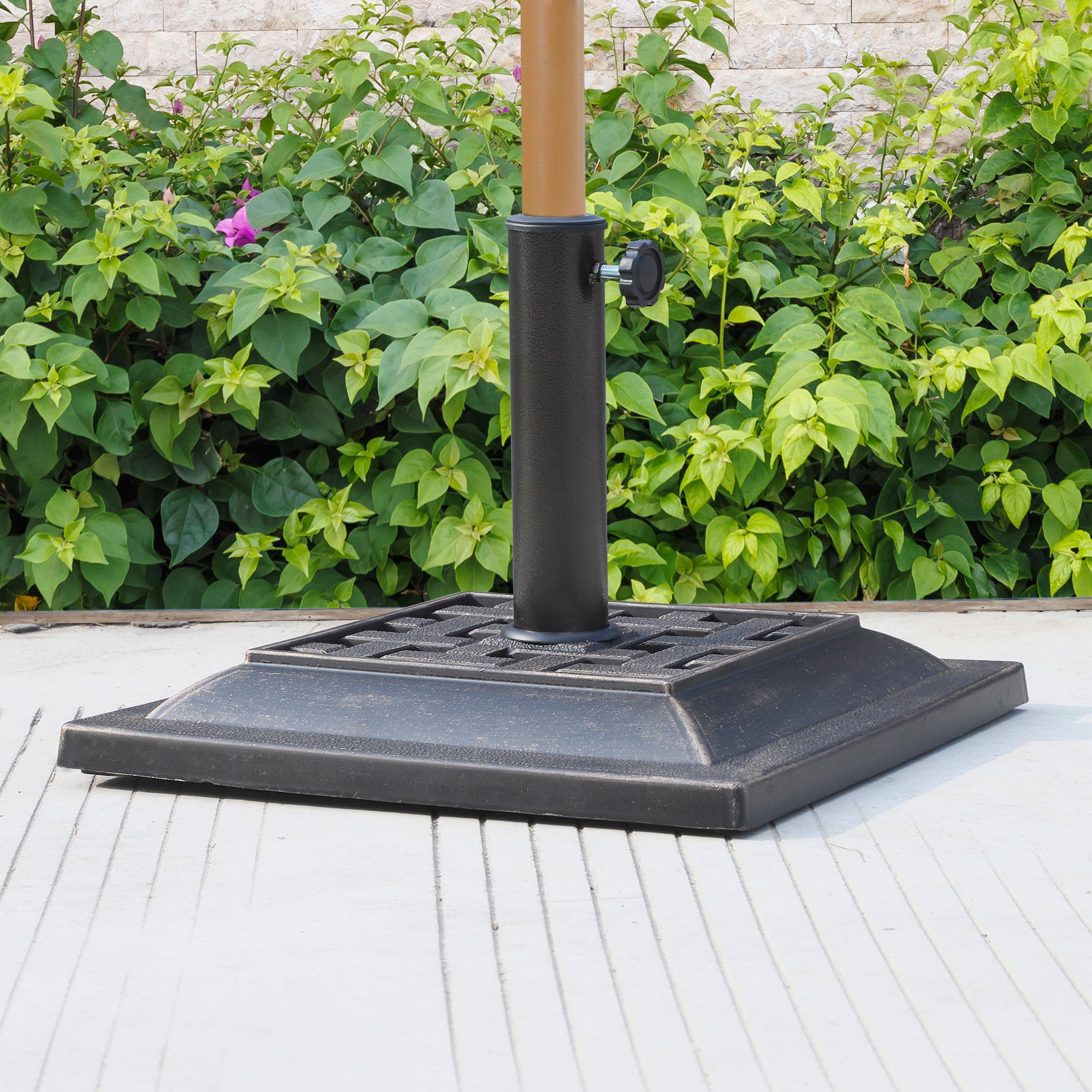 Outsunny 20 lbs Resin Patio Umbrella Stand Base Coated Pole Square Market Umbrella parasol Holder Bronze