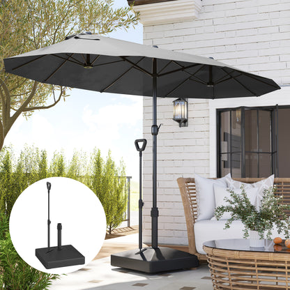 Outsunny Patio Umbrella Base with Adjustable Wheels and Handle, Outdoor Patio Umbrella Stand, Filled Up to 121lbs with Stand, 99lbs with Water for Garden Poolside, Black