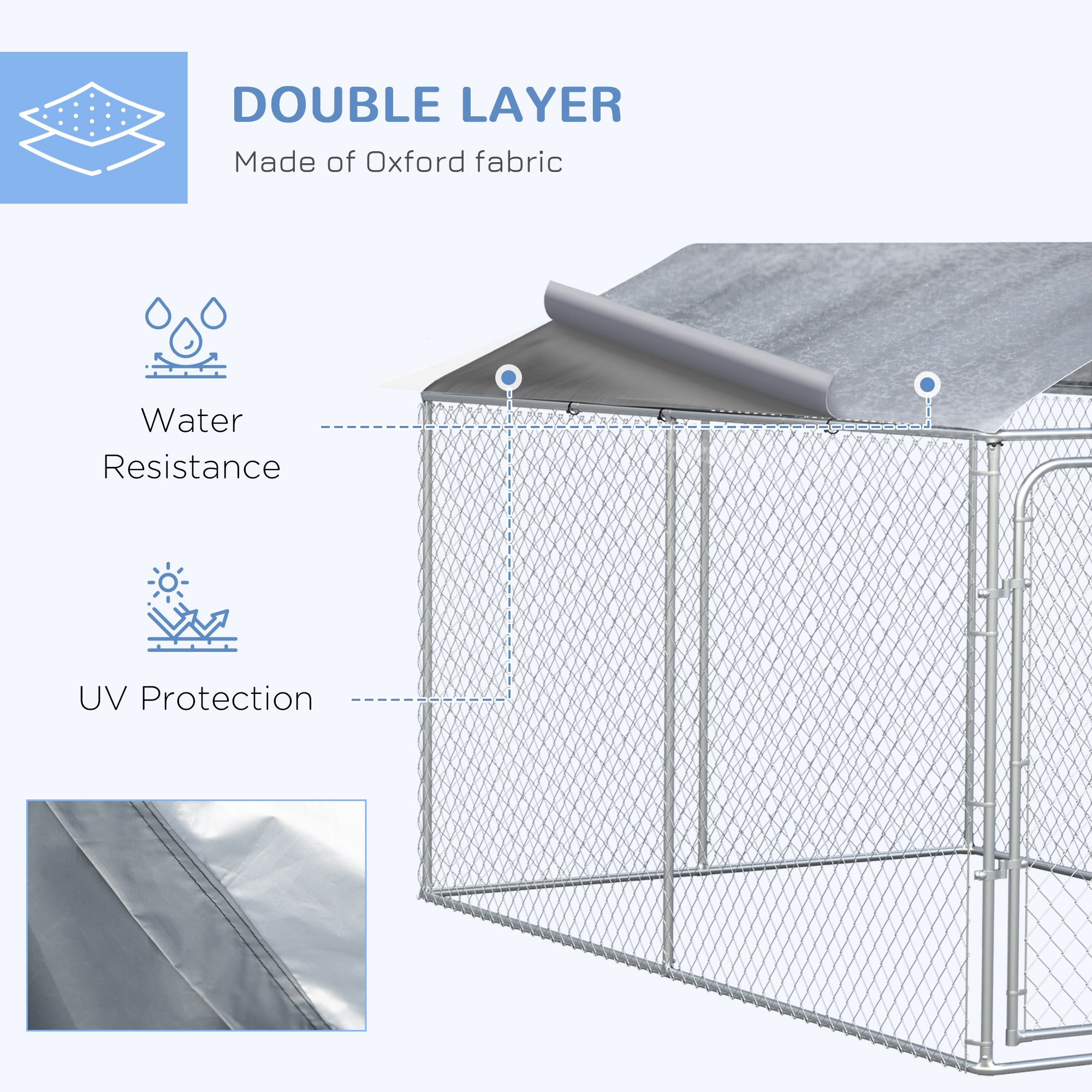 PawHut Dog Kennel Outdoor, Heavy Duty Playpen with Secure Lock, Cover, for Backyard & Patio, 13.1' x 7.5' x 7.5'