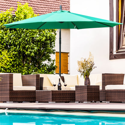 Outsunny 10ft Offset Patio Umbrella with Base, Garden Hanging Parasol with Crank, Banana Cantilever Umbrella Sun Shade, Green