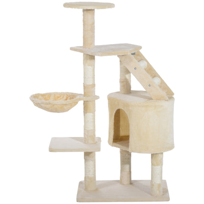 PawHut 49” Deluxe Cat Tree Furniture Scratching Pet Tower Kitten Play Post (Creamy White)