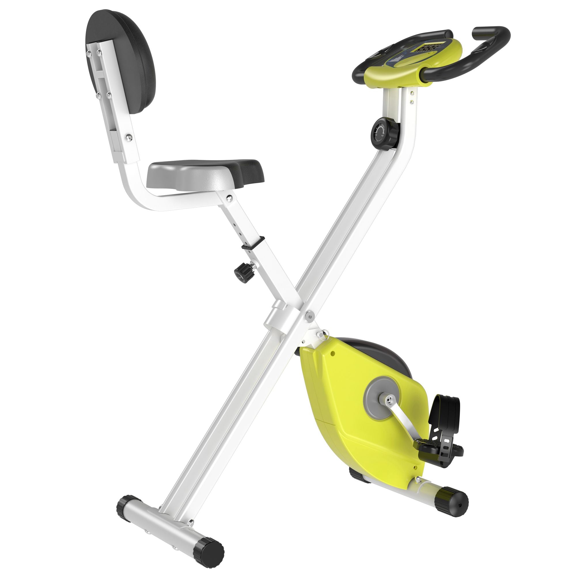 Soozier Foldable Indoor Stationary Bike with 8 Levels of Magnetic Resistance, Exercise Bike for Cardio Workout, Yellow