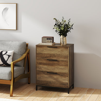 HOMCOM Dresser for Bedroom, 3 Drawer Dresser Tower, Chest of Drawers for Hallway, Entryway, Closet, Natural
