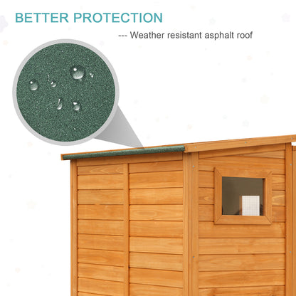 PawHut Large Wooden Outdoor Cat House with Large Run for Play, Catio for Lounging, and Condo Area for Sleeping, Natural