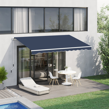 Outsunny 10' x 8' Manual Retractable Awning, Sun Shade Shelter Canopy, with Aluminum Frame and UV Protection for Patio Deck Yard Window Door, Blue
