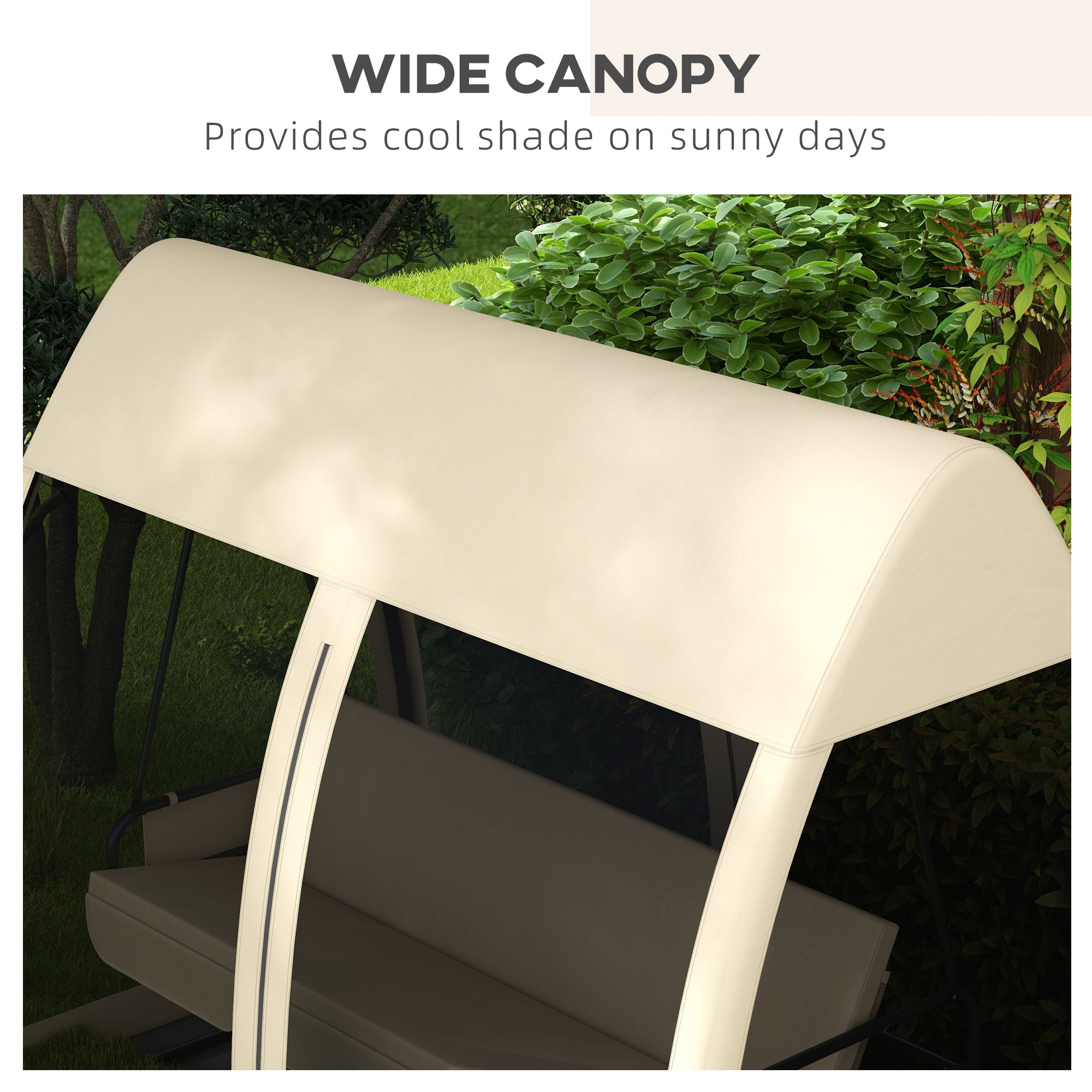 Outsunny 3-Seater Outdoor Swing Chair Chaise Lounger Bed Garden Hammock with Steel Stand, Canopy Netting Walls, Beige