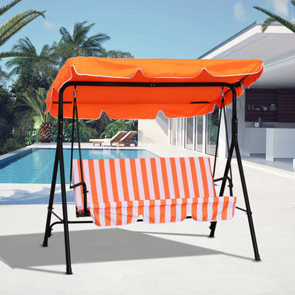Outsunny 3-Seater Outdoor Porch Swing with Adjustable Canopy, Patio Swing Chair for Garden, Poolside, Backyard, Orange