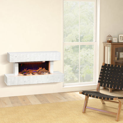HOMCOM 32 Inches Freestanding Electric Fireplace with Mantel, 1500W Replaceable Fireplace Insert Heater with Timer, White